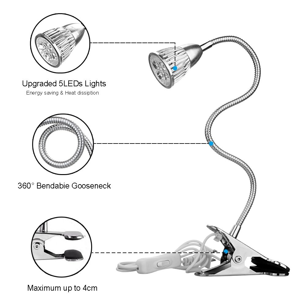 BGsm Flexible Gooseneck Desktop reading book Table Light Table Lamp Led clip on Desk Lamp Clip Study work Lamps Repairing Materials